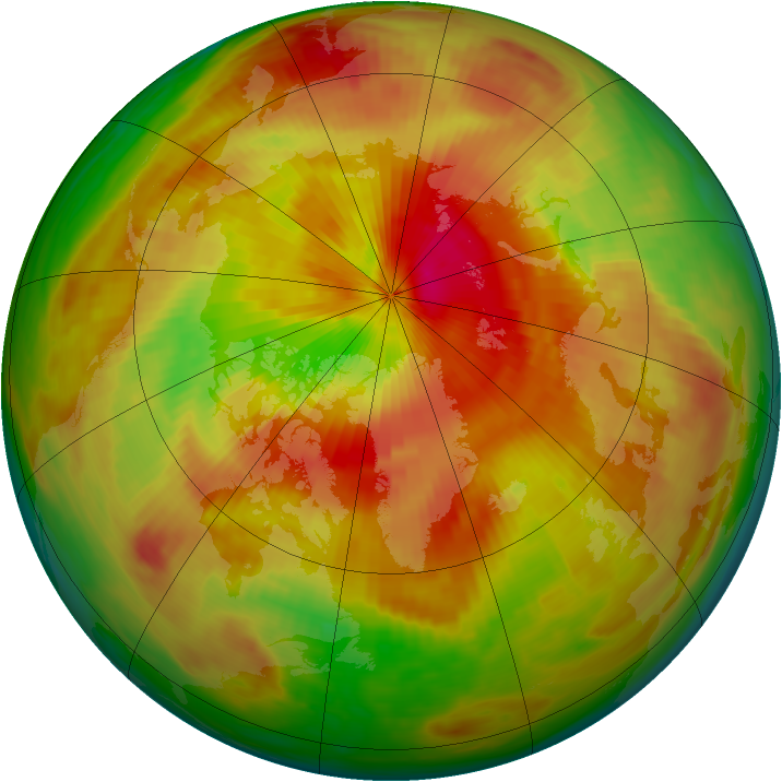 Arctic ozone map for 22 April 1991
